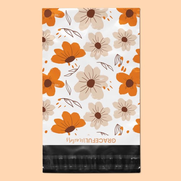 10x13 Rustic Bloom Fall Floral Poly Mailers: 25 Ct - Picture 5 of 5